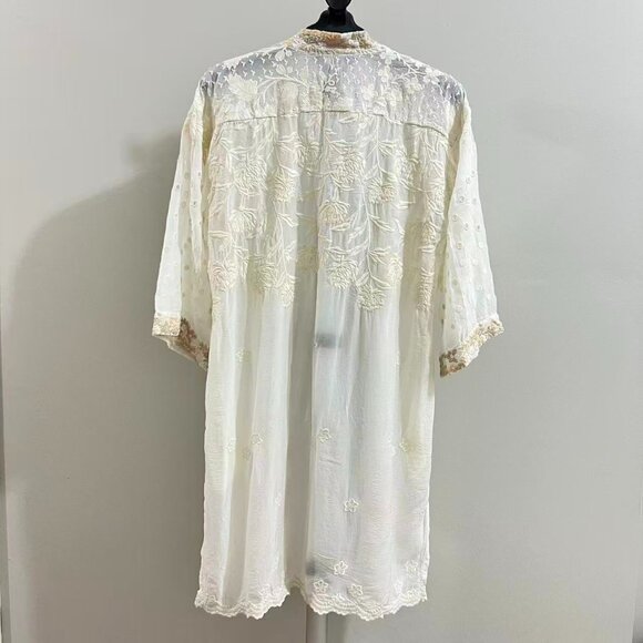 NWOT Johnny Was Kimono Embroidered Floral Jacket Coat Cream Ivory Size S - Picture 13 of 16